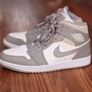 Gray and White Air Jordan High-Top Sneakers